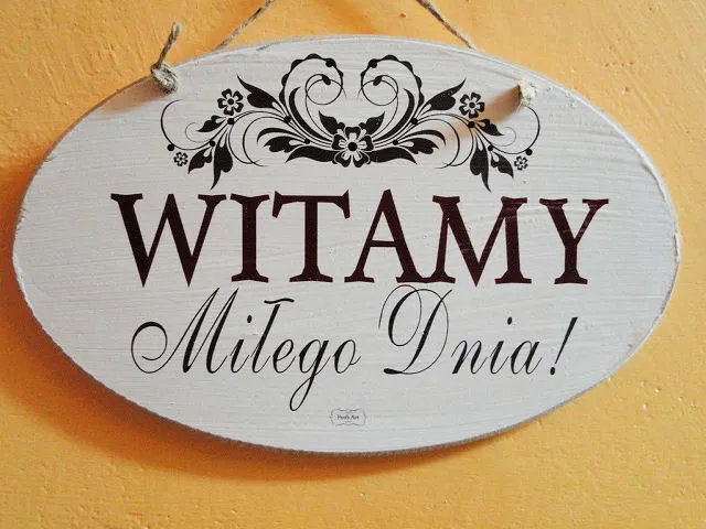 Tabliczka Retro Vintage, owal duża - Witamy. Miłego Dnia!