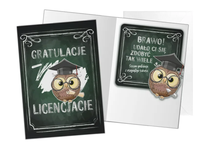 Kartka C5 - Gratulacje Licencjacie (sowa)