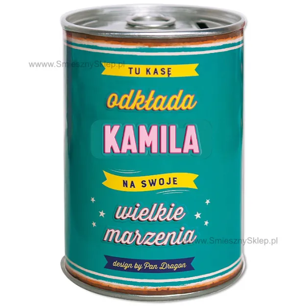 Puszka Skarbonka Vip - Kamila - Tu kasę odkłada na swoje wielkie marzenia