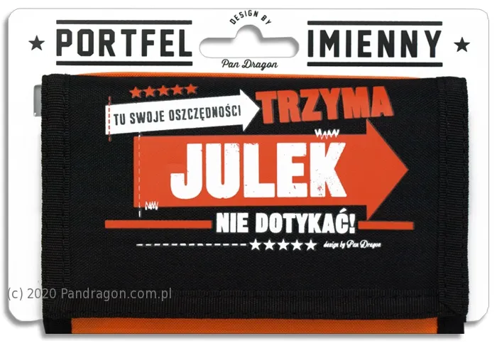 Portfel imienny - Julek trzyma tu swoje oszczędności. Nie dotykać!