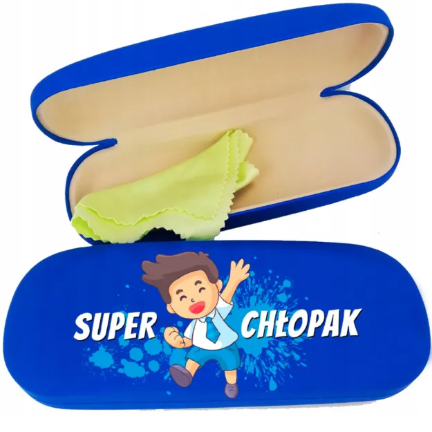 Etui na okulary niebieskie - Super Chłopak (krawat)