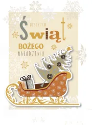 Karnet DK - Wesołych Świąt Bożego Narodzenia (złote i brokatowe zdobienia)
