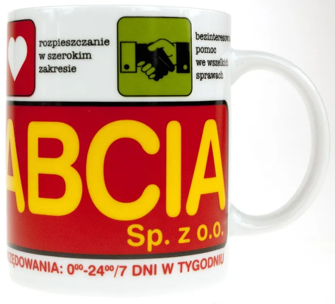 Kubek Kukartka - Babcia Sp. z o.o. - godziny urzędowania 0.00-24.00/ 7 dni w tygodniu, bezinteresowna pomoc we wszystkich sprawach ..... itd.