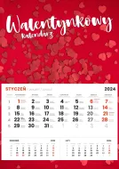 Kalendarz 2024 - Walentynkowy (serca na czerwonym tle)