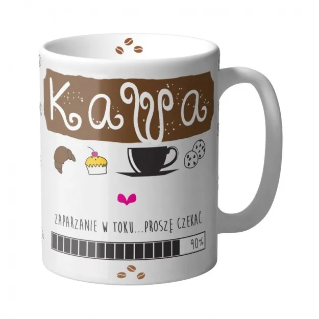 Kubek Kukartka - Kawa zaparzanie w toku,.... proszę czekać