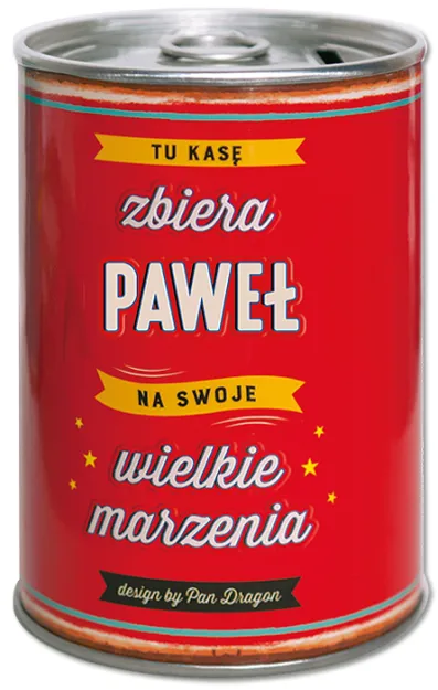 Puszka Skarbonka Vip - Paweł - Tu kasę zbiera Paweł na swoje wielkie marzenia