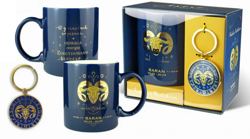 Kubek + brelok - Baran. Znak zodiaku.