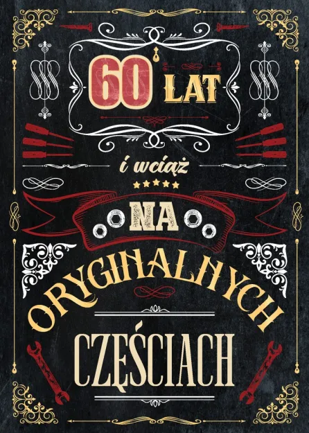 Karnet 3D z życzeniami - 60 lat i wciąż na oryginalnych częściach