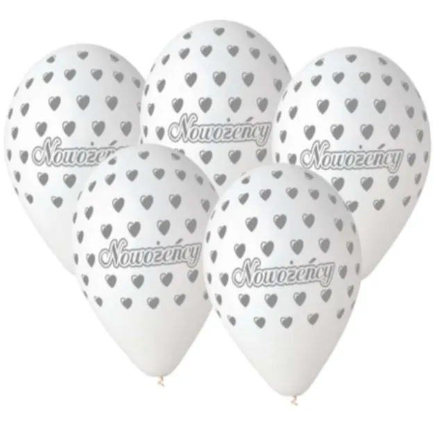 Balony białe - Nowożeńcy -  5szt