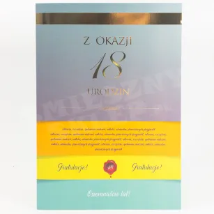 Karnet - Z okazji 18 urodzin. Gratulacje! Osiemnaście lat!