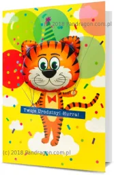 Karnet + Balon - Twoje Urodzinki! Hurra! (tygrys)