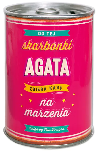 Puszka Skarbonka Vip - Agata - Do tej skarbonki Agata zbiera kasę na marzenia