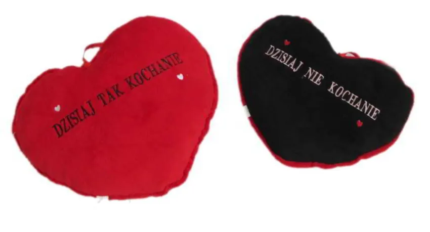 Poduszka - Serce. Dzisiaj TAK kochanie / Dzisiaj NIE kochanie (42 cm)