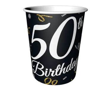 Kubeczki papierowe - 50 birthday (6 sztuk)