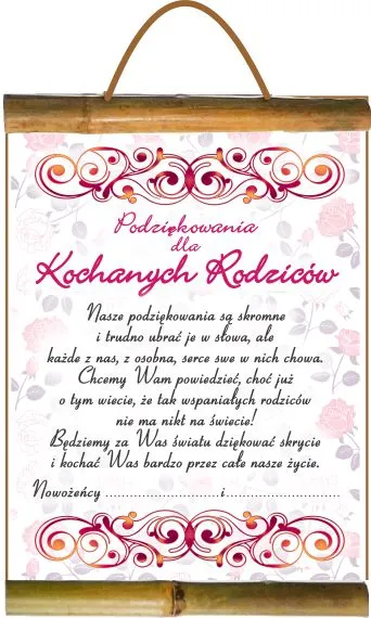 Dyplom z bambusem - Podziękowania dla kochanych Rodziców