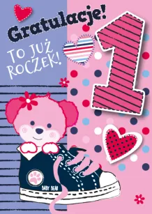 Karnet 3D z życzeniami - Gratulacje! To już roczek!