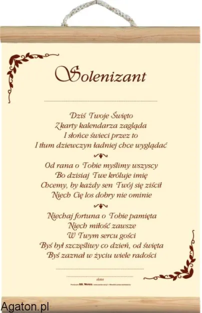 Dyplom dla solenizanta - życzenia z okazji imienin