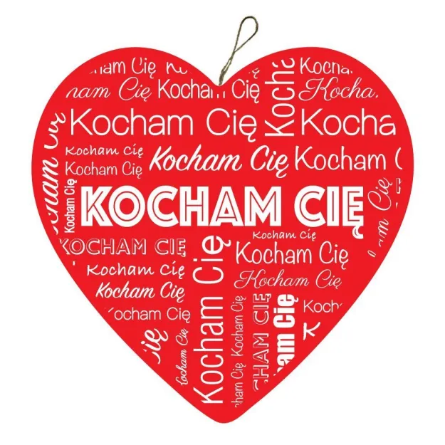 Tabliczka Vintage, serce małe - Kocham Cię, kocham Cie, kocham Cię...