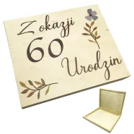 Drewniane pudełko - Z okazji 60 urodzin (na czekoladki Merci)