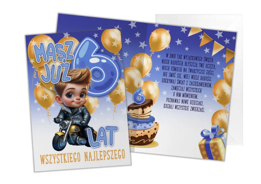 Kartka C5 - Masz już 6 lat wszystkiego najlepszego
