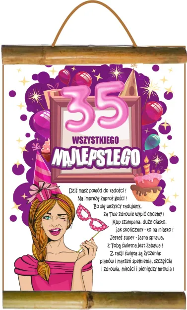Dyplom z bambusem - 35 lat (kobieta) Wszystkiego Najlepszego