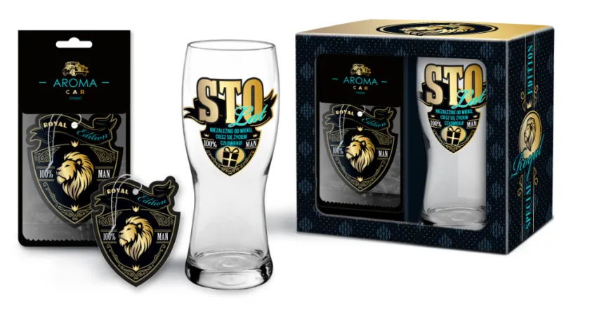 Szklanka Royal do piwa (0,5l) + zapach - Sto lat. Niezależnie od wieku, ciesz się życiem człowieku!