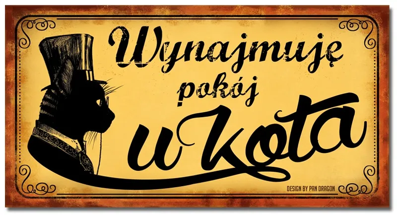 Tabliczka Vip - Wynajmuję pokój u kota.
