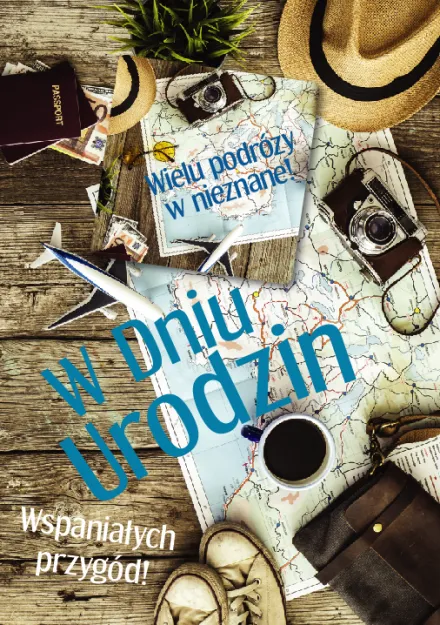 Karnet z magnesem - Wielu podróży w nieznane! W dniu urodzin wspaniałych przygód!