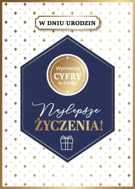 Karnet 3D z życzeniami - W dniu urodzin .... Wszystkiego najlepszego (wymienne cyfry w środku)