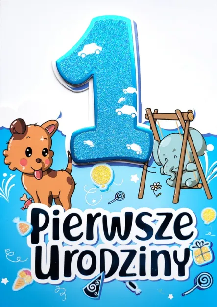 Karnet 4K - 1 pierwsze urodziny (niebieska)