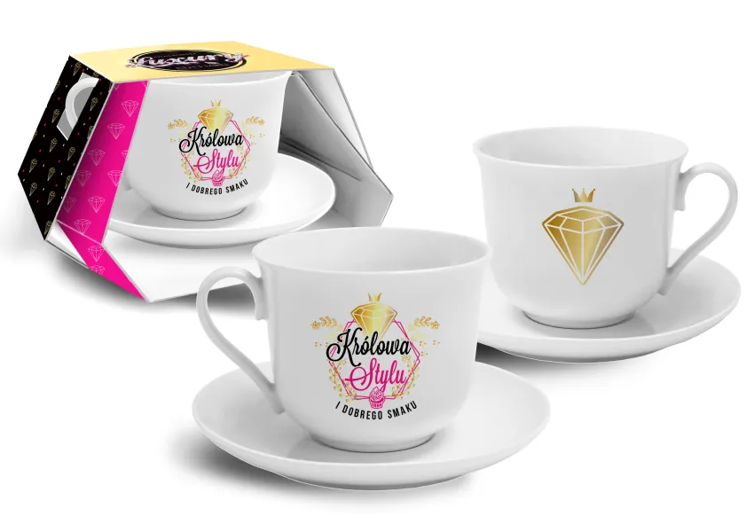 Filiżanka Diamond (400 ml) + spodek - Królowa stylu i dobrego smaku