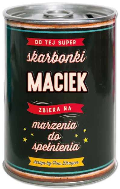 Puszka Skarbonka Vip - Maciek - Do tej super skarbonki Maciek zbiera na marzenia do spełnienia