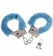 Kajdanki metalowe z futerkiem niebieskim (bez opakowania)