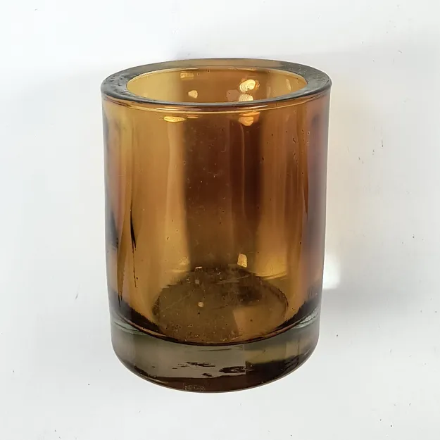 Świecznik szklany na tea-light - brązowy