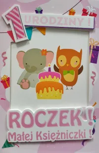 Karnet 6K - Ramka na zdjęcie - 1 urodziny! Roczek! Małej Księżniczki!