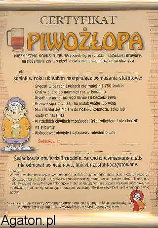 Dyplom - Certyfikat Piwożłopa