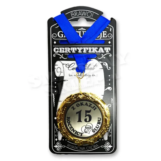 Medal w folii - Z okazji 15 rocznicy ślubu