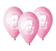 Balon premium "Moje 1 urodziny" - różowe 5szt
