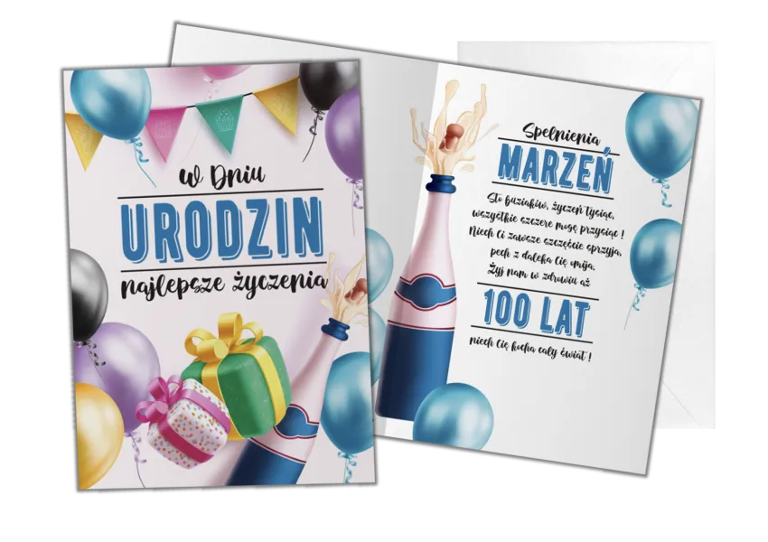 Kartka C5 - W Dniu Urodzin najlepsze życzenia