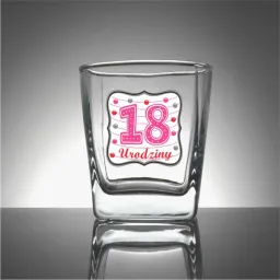 Szklanka whisky - 18 urodziny (herb, białe tło)
