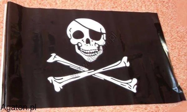 Flaga piracka - mała na patyku 45x28cm