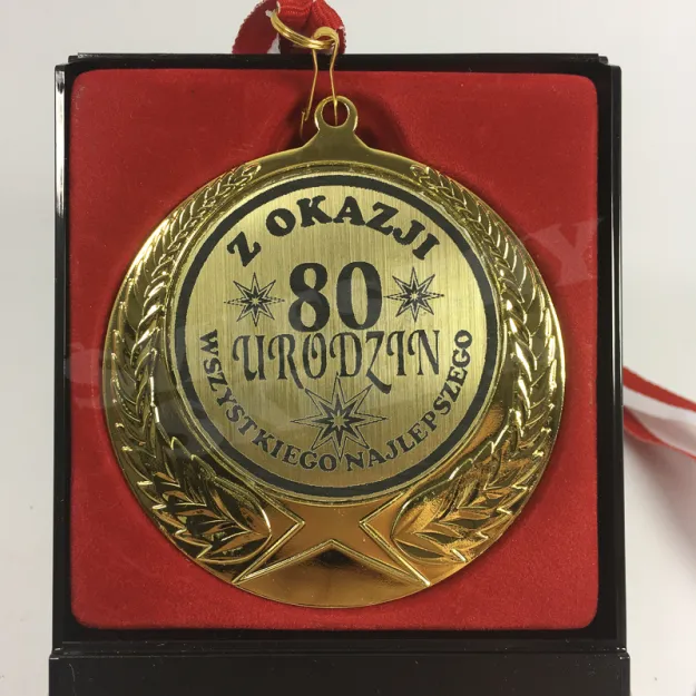Medal w etui - Z okazji 80 urodzin - Wszystkiego najlepszego