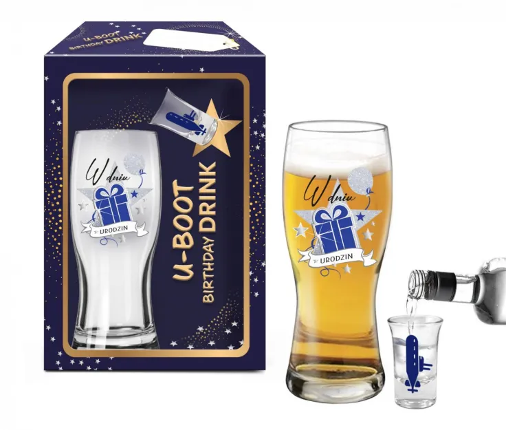 Szklanka do piwa + Kieliszek do wódki - STARS - W dniu urodzin