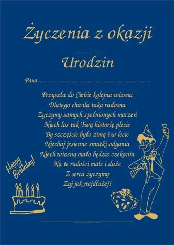 Dyplom - Życzenia z okazji ..... urodzin Pana ...