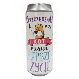 Skarbonka puszka - Oszczędzam by mój kot miauu lepsze życie.