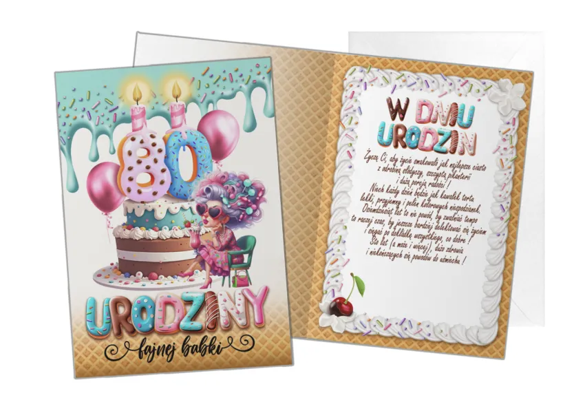 Karnet B6 - 80 urodziny Fajnej Babki