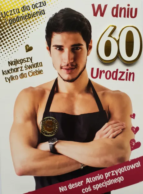 Karnet - w dniu 60 urodzin na deser Antonio przygotował coś specjalnego