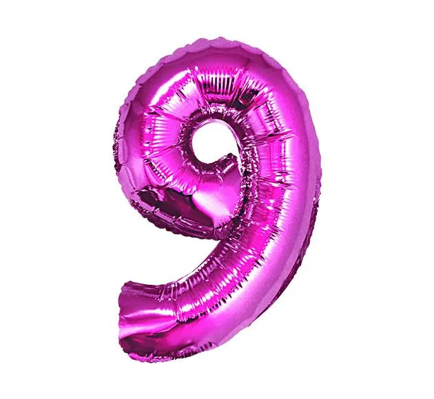 Balon foliowy - 9 różowy (duży - 85 cm)