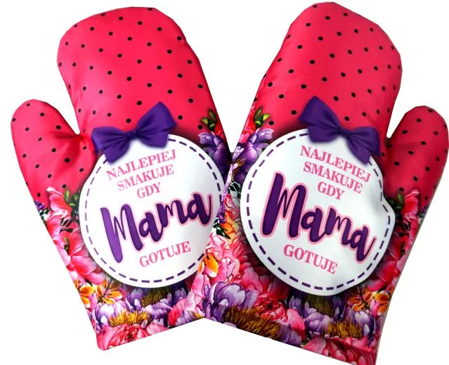 Rękawica kuchenna - Najlepiej smakuje gdy Mama gotuje (kropki)