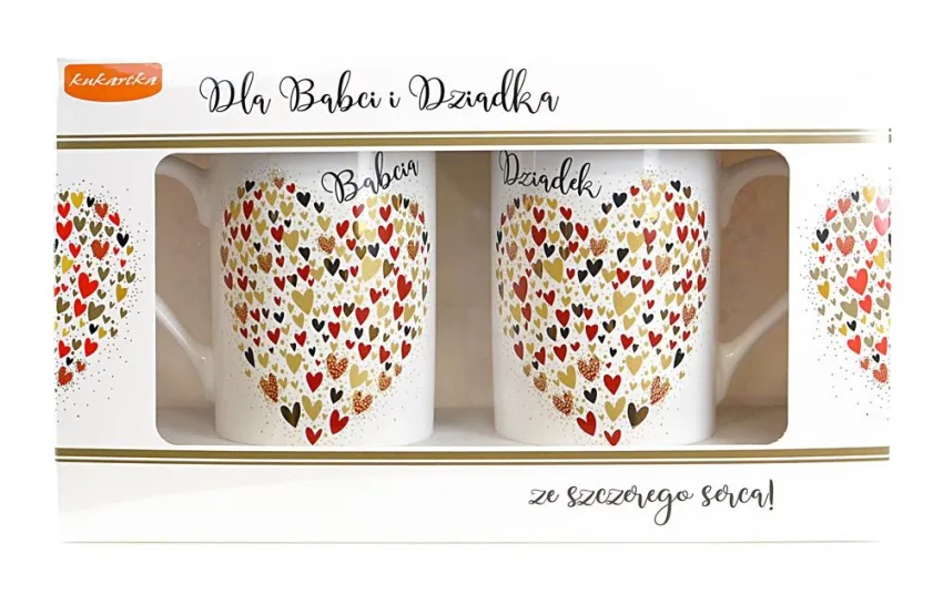 Kubki para - Babcia / Dziadek (serce)